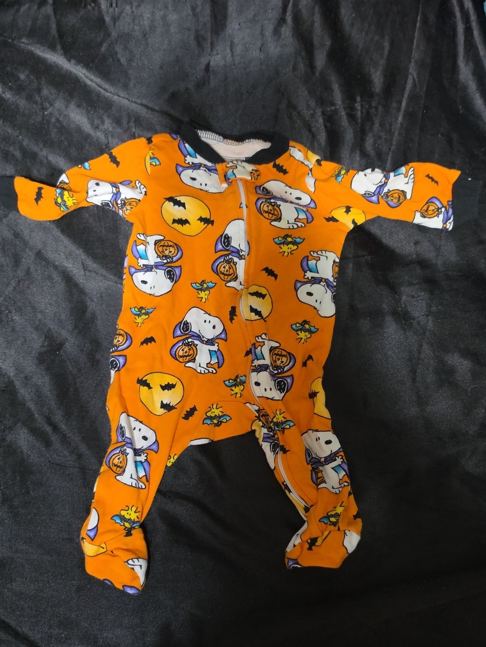 Baby Orange Halloween Snoopy One-Piece Footed Pajamas
